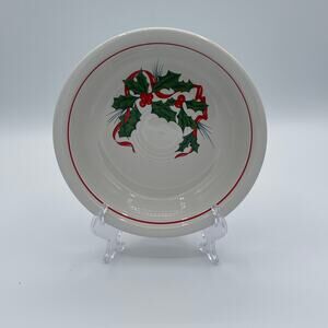 7” Coupe Soup Bowl Holiday Fiesta (Holly Berries With Red Ribbon) HOMER LAUGHLIN